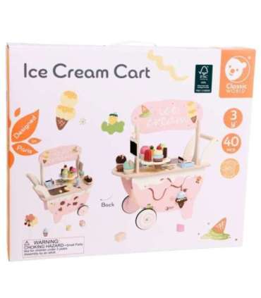 CLASSIC WORLD puidust 3-ühes jäätisekäru, 40 osa