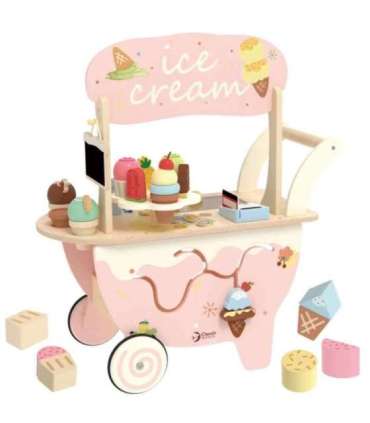 CLASSIC WORLD puidust 3-ühes jäätisekäru, 40 osa