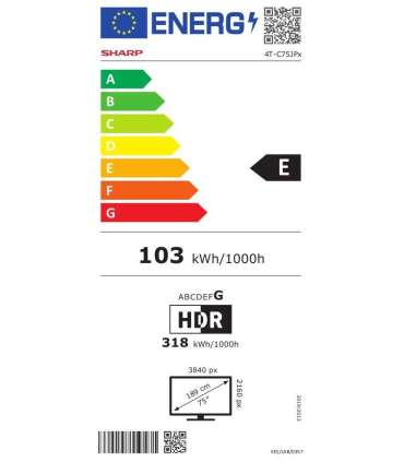 Sharp 75JP7265E 75" (189cm) 4K Ultra HD QLED MiniLED Google TV, HARMAN/KARDON Speaker System Sharp