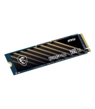 SSD|MSI|SPATIUM M450|500GB|M.2|PCIe Gen4|NVMe|3D NAND|Write speed 2300 MBytes/sec|Read speed 3600 MBytes/sec|2.15mm|TBW 300 T