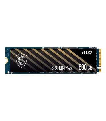 SSD|MSI|SPATIUM M450|500GB|M.2|PCIe Gen4|NVMe|3D NAND|Write speed 2300 MBytes/sec|Read speed 3600 MBytes/sec|2.15mm|TBW 300 T