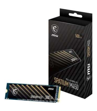 SSD|MSI|SPATIUM M450|500GB|M.2|PCIe Gen4|NVMe|3D NAND|Write speed 2300 MBytes/sec|Read speed 3600 MBytes/sec|2.15mm|TBW 300 T