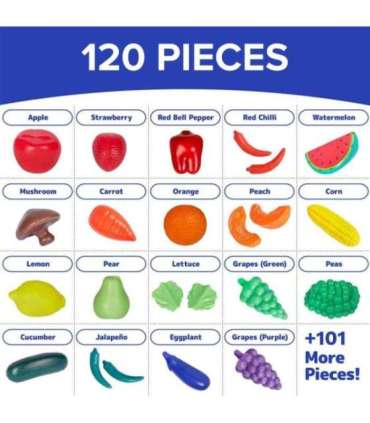 WOOPIE köögi- ja poekomplekt — köögiviljad ja puuviljad, 120 osa.