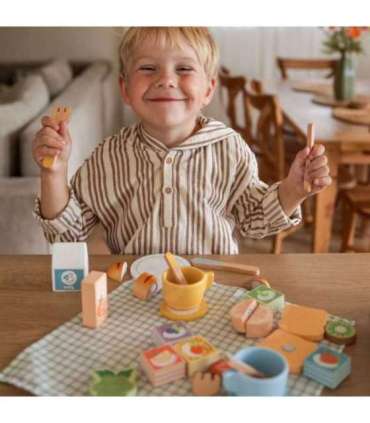 TOOKY TOY piknikukomplekt - lõigatavad puuviljad, hommikusöögikomplekt
