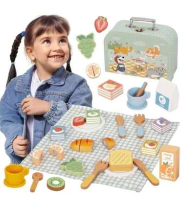 TOOKY TOY piknikukomplekt - lõigatavad puuviljad, hommikusöögikomplekt