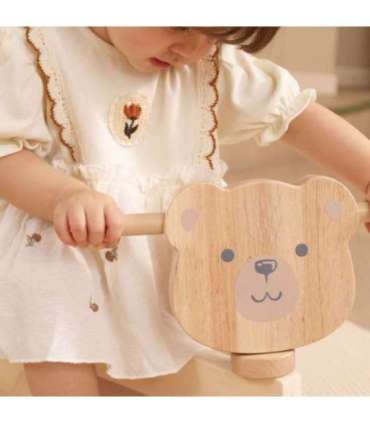 VIGA PolarB puidust sõidumänguasi karu, pruun, pehmed rattad