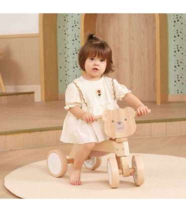 VIGA PolarB puidust sõidumänguasi karu, pruun, pehmed rattad