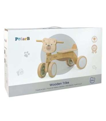 VIGA PolarB puidust sõidumänguasi karu, pruun, pehmed rattad