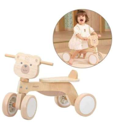 VIGA PolarB puidust sõidumänguasi karu, pruun, pehmed rattad