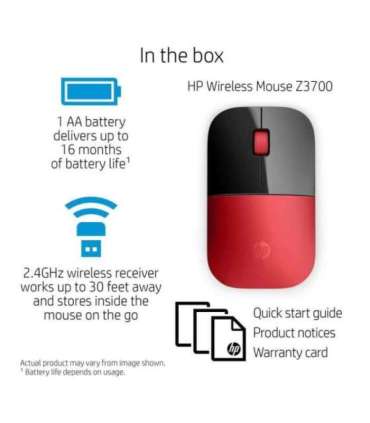 HP Z3700 Wireless Mouse - Red
