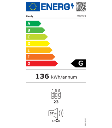 Candy Wine Cooler CWC023 Energy efficiency class G Free standing Bottles capacity 23 Black