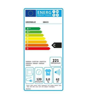 GreenBlue electric tumble dryer for clothes, 3kg load, GB415 GR