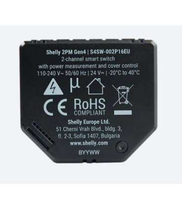 Shelly 2PM Gen4 dual WiFi relay with energy measurement