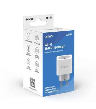 SAVIO WI-FI smart socket, 16A, AS-01, White