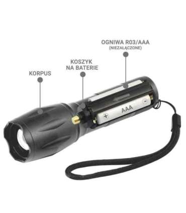 LED torch FL-600 with CREE XM-L2 18650 LED / 3x AAA (R03)