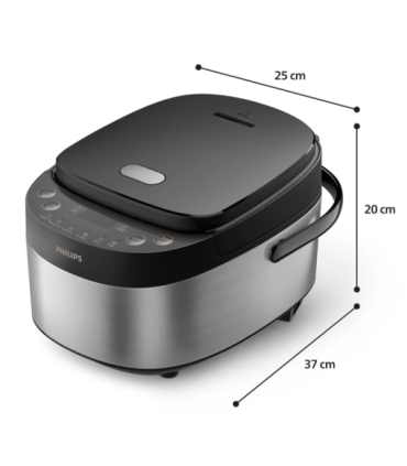Philips Mini rice cooker HD3093/80 3000 series 600 W 0.85 L Number of programs 8 Black/Stainless Steel