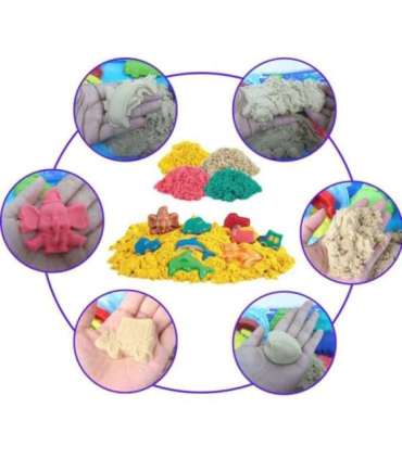 WOOPIE Piasek Kinetyczny 0,8 kg Zestaw w Koszyku z Foremkami +  /