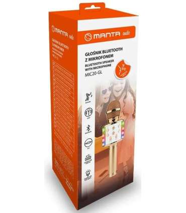 Karaokemikrofon kõlariga Manta MIC20GL, kuldne