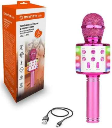 Karaokemikrofon kõlariga Manta MIC21PKL, roosa
