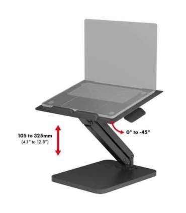 Maclean desk stand for monitor or laptop, gas spring, for standing and sitting work, black, MC-493