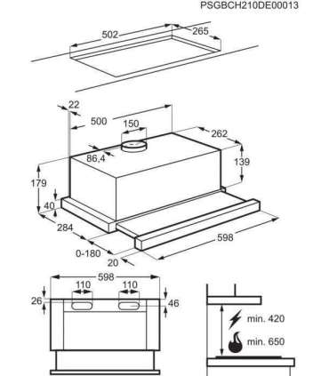 Electrolux LFP326FB Telescopic hood 410 m³/h