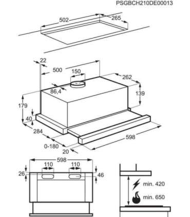 Electrolux LFP226S Built-in Telescopic Kitchen Hood Silver 330 m3/h