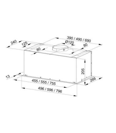 Built-in under-cupboard kitchen hood MAAN Fiugi 2 50 310 m3/h, Satin