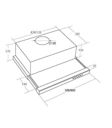 Akpo WK-7 Light Glass 50 Under-cabinet cooker hood Inox, Black