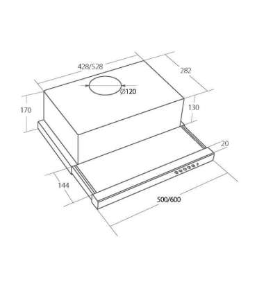 Akpo WK-7 Light Glass Touch 60 Under-cabinet cooker hood Black, Inox