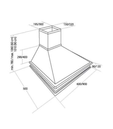 Akpo WK-4 Rustica 60 Cooker hood Wall-mounted Beige, Wood