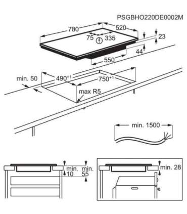 Electrolux Serie 700 EIS82453 Black Built-in 80 cm Zone induction hob 4 zone(s)