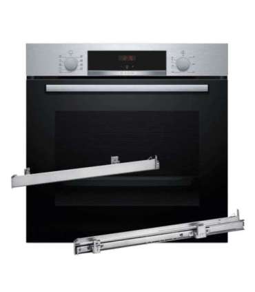 BOSCH HBA514BS3 oven + BOSCH HEZ538000 single-level telescopic runners
