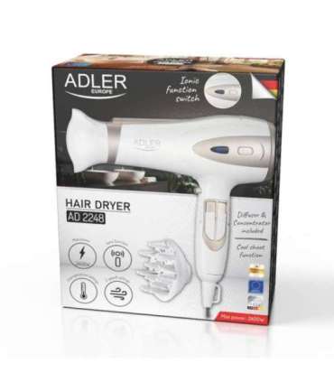 ADLER AD 2248WC HAIR DRYER, WHITE AND CHAMPAGNE