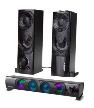 2 in 1 PC Speaker Soundbar Computer RGB LED Backlight Stereo Gaming USB 2 x 3W AUX 3.5 mm