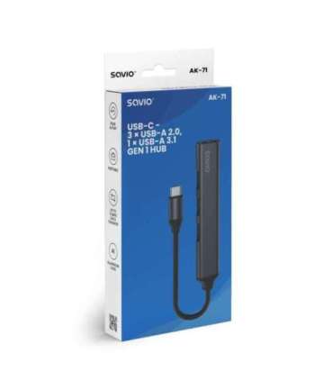 SAVIO Hub AK-70 USB-A - 3 × USB-A 2.0, 1 × USB-A 3.1 GEN 1, 4 in 1, 5 Gbps