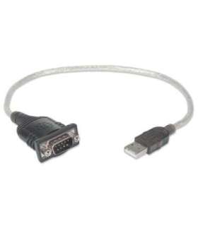 Manhattan USB-A to Serial Converter cable, 45cm, Male to Male, Serial/RS232/COM/DB9, Prolific PL-2303RA Chip,