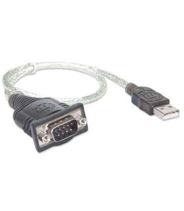 Manhattan USB-A to Serial Converter cable, 45cm, Male to Male, Serial/RS232/COM/DB9, Prolific PL-2303RA Chip,