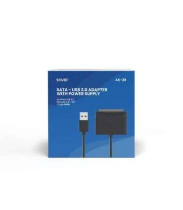 SAVIO AK-39  USB 3.0 - SATA III adapter for 3.5″/2,5" drives with power supply Black