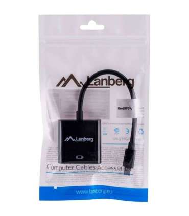 Lanberg AD-0006-BK video cable adapter 0.2 m VGA (D-Sub) Mini DisplayPort Black