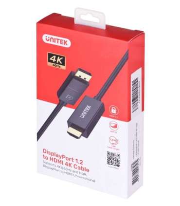 UNITEK CABLE DisplayPort 1.2, HDMI, 4K@60HZ, 1,8M, V1608A