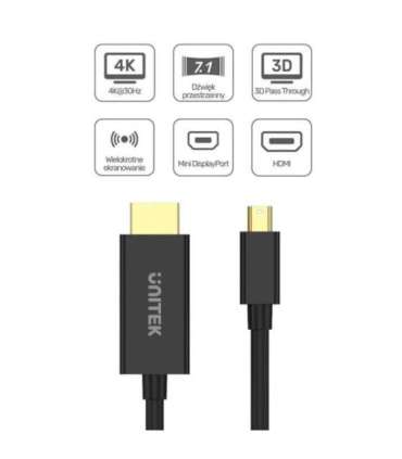 Unitek V1152A Adapter miniDP - HDMI 4K 30Hz cable 2m
