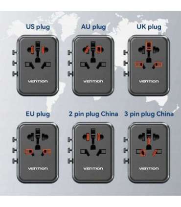 Vention 65W GaN Travel Adapter and Charger 2x USB-A 2x USB-C