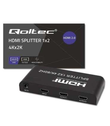 Qoltec 51797 Active HDMI Splitter 2 x HDMI 4K x 2K 6Gb/s 60Hz