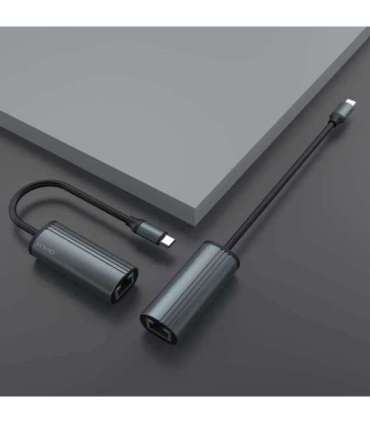 SAVIO Adapter USB-C 3.1 Gen.1 (M) to RJ-45 Gigabit Ethernet (F), 1000 Mbps, AK-56, grey