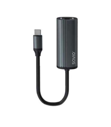 SAVIO Adapter USB-C 3.1 Gen.1 (M) to RJ-45 Gigabit Ethernet (F), 1000 Mbps, AK-56, grey