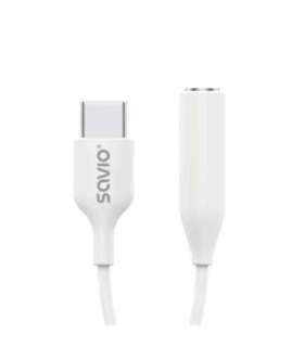USB Type 3.1 C (M) – Jack 3.5mm (F) Audio adapter White SAVIO AK-52