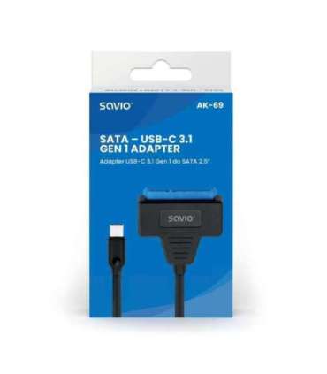 SAVIO AK-69 Adapter USB-C 3.1 Gen 1 (M) - SATA (F) for 2.5" drives