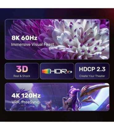 UNITEK CABLE DISPLAYPORT 1.4 TO HDMI 2.1, 8K, 1.8M