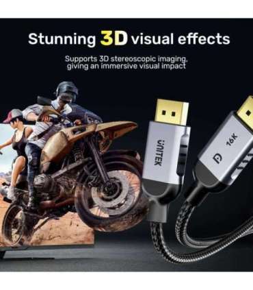 UNITEK C1626GY01-1.5M DisplayPort cable Black, Grey