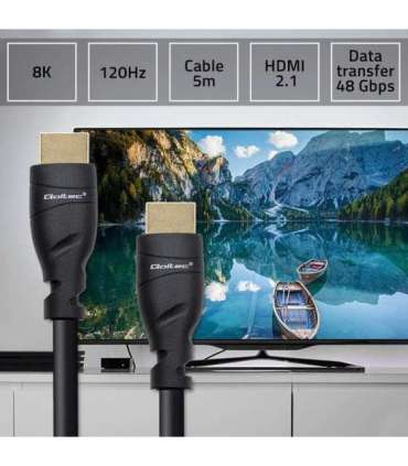 Qoltec 50353 HDMI v2.1 Cable Ultra high speed 8K 60Hz 26AWG GOLD 5m
